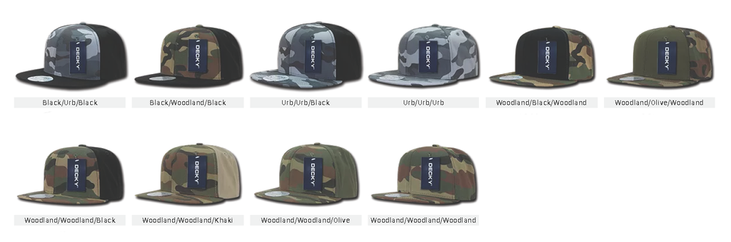 Decky 1049 Camo Snapback Hat, 6 Panel Camouflage Flat Bill Cap