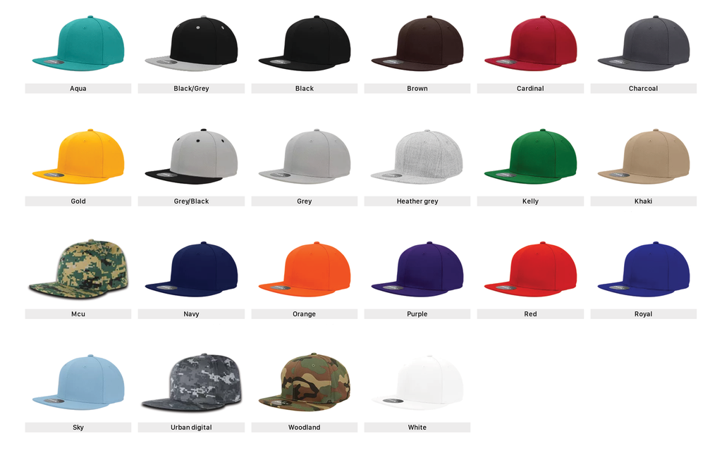 Decky RP1 - Fitted Flat Bill Hat, Retro Fitted Cap