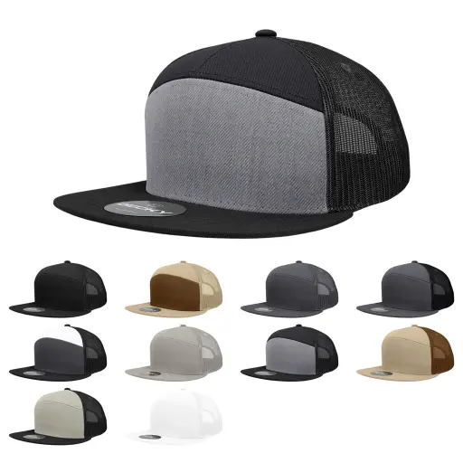 Decky 1133 7 Panel High Profile Structured Cotton Blend Trucker Hat with Patch